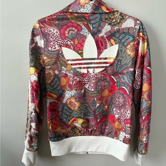 Adidas Women's Vibrant Floral Bomber Jacket - Red and Yellow - Picture 2 of 3